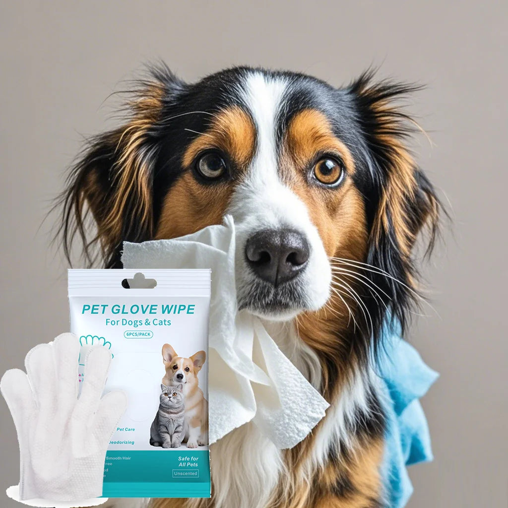 Gants Lingettes Nettoyantes Jetables pour Chien et Chat - Bain Sec Sans Rinçage