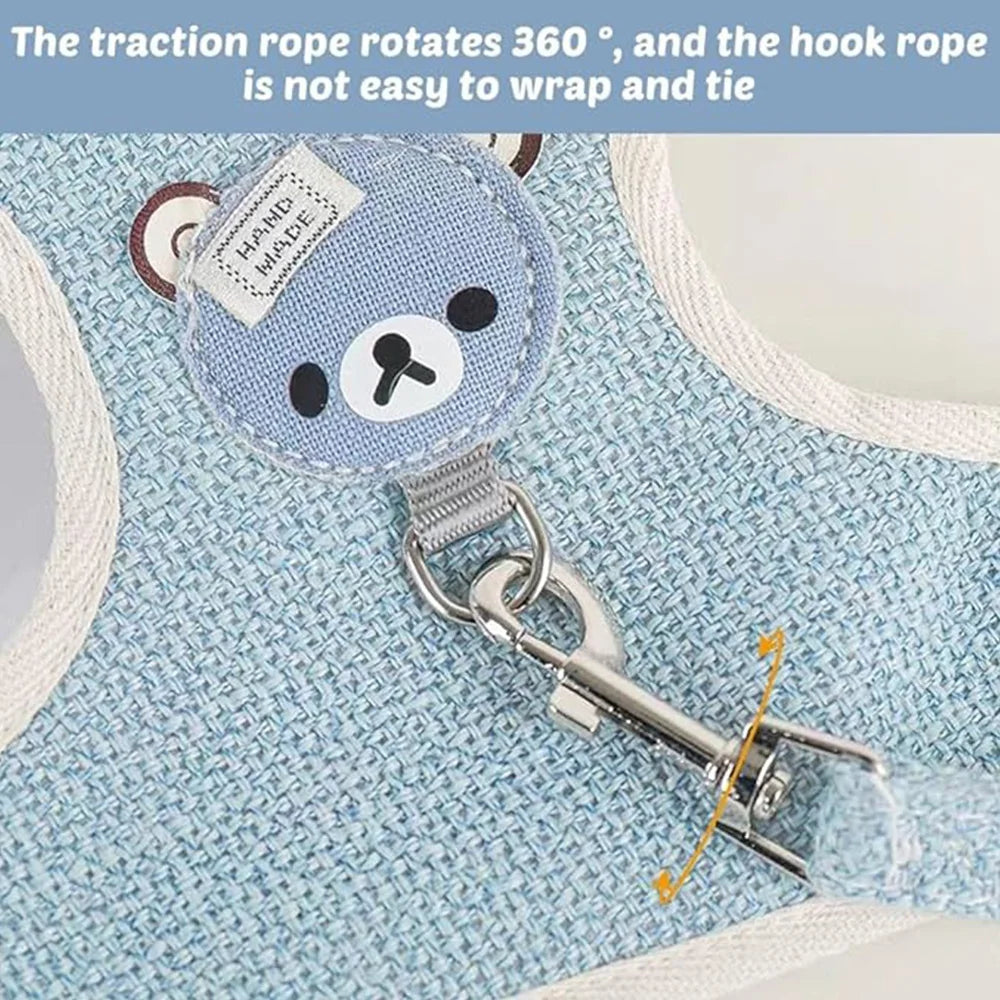 Harnais Gilet + Laisse pour Petit Animal - Lapin Chat Hamster Cochon d'Inde Respirant