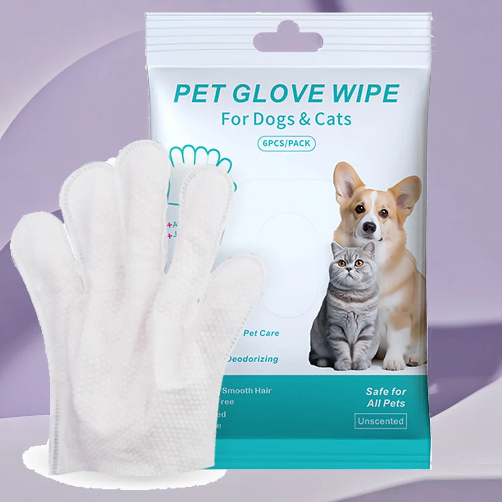 Gants Lingettes Nettoyantes Jetables pour Chien et Chat - Bain Sec Sans Rinçage