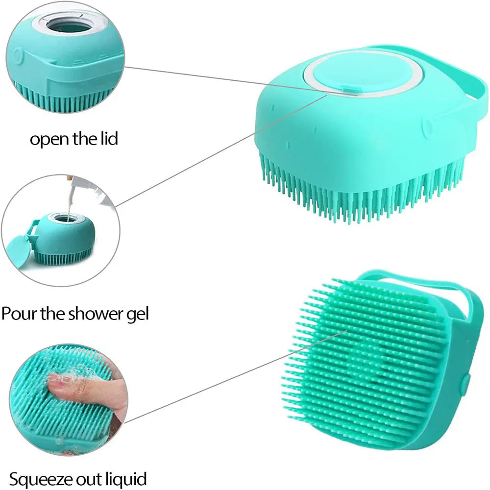 Brosse de Bain pour Chien avec Distributeur de Shampoing