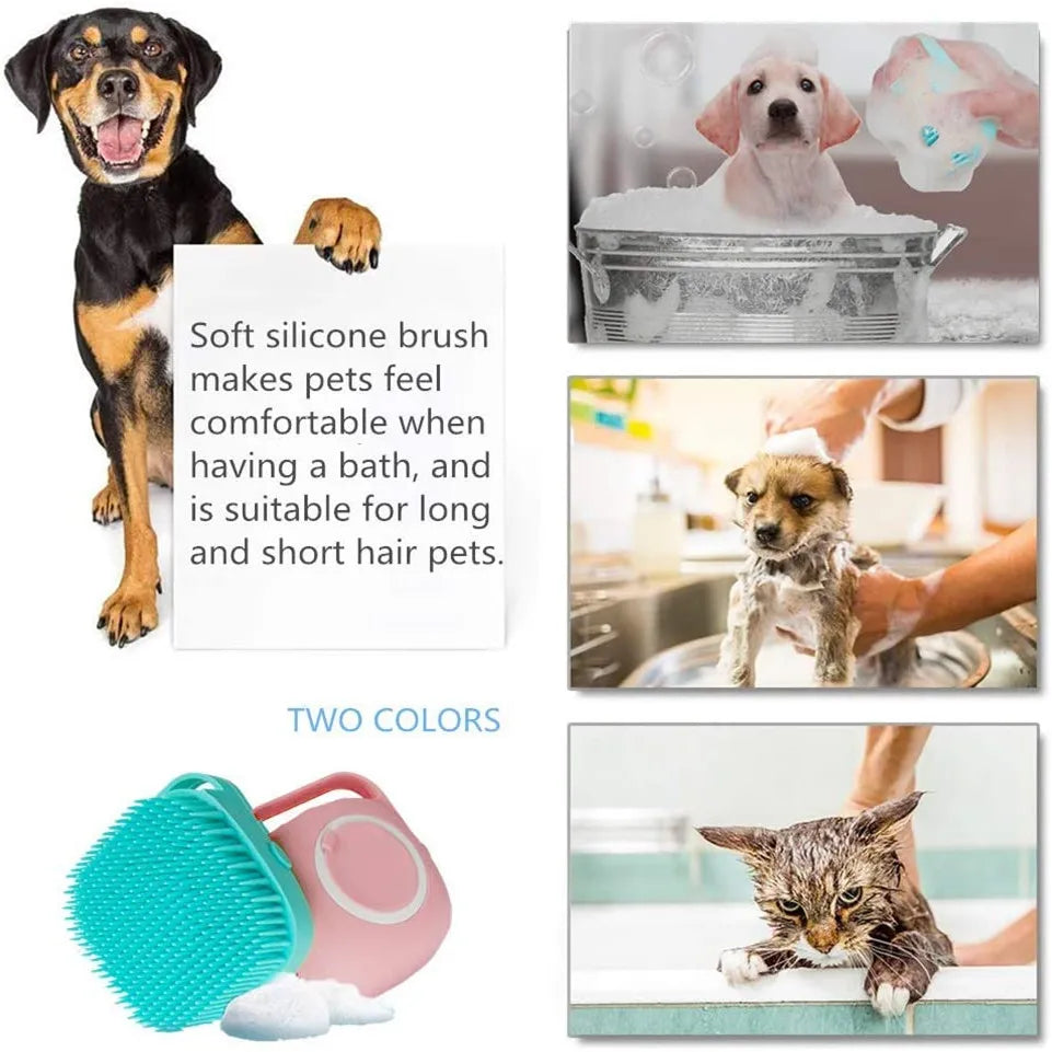 Brosse de Bain pour Chien avec Distributeur de Shampoing