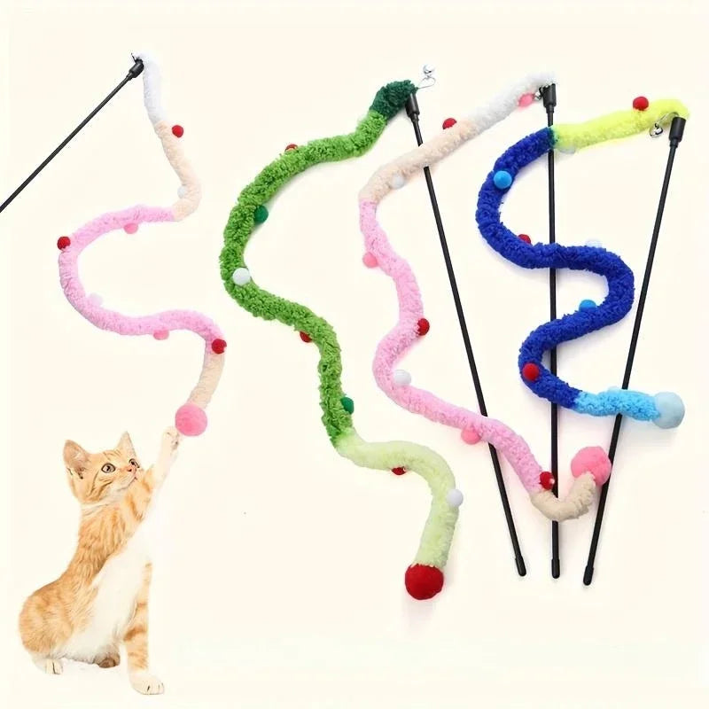 Canne à Pêche Interactive pour Chat - Jouet Plume et Grelot 40cm