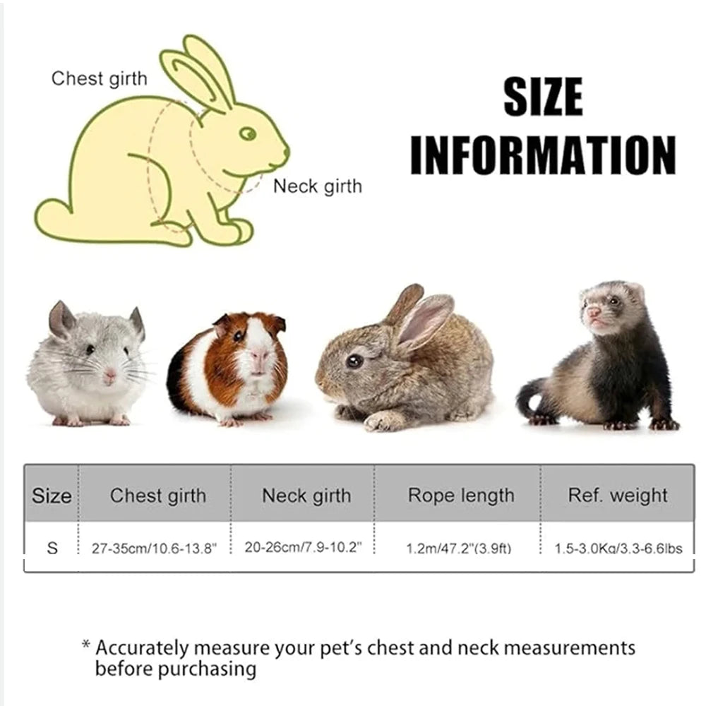 Harnais Gilet + Laisse pour Petit Animal - Lapin Chat Hamster Cochon d'Inde Respirant