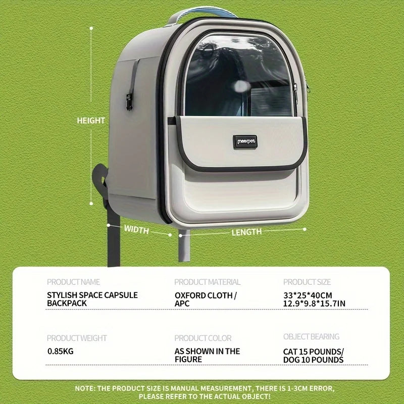 Sac à Dos Transport Chat - Capsule Spatiale Transparente Respirante