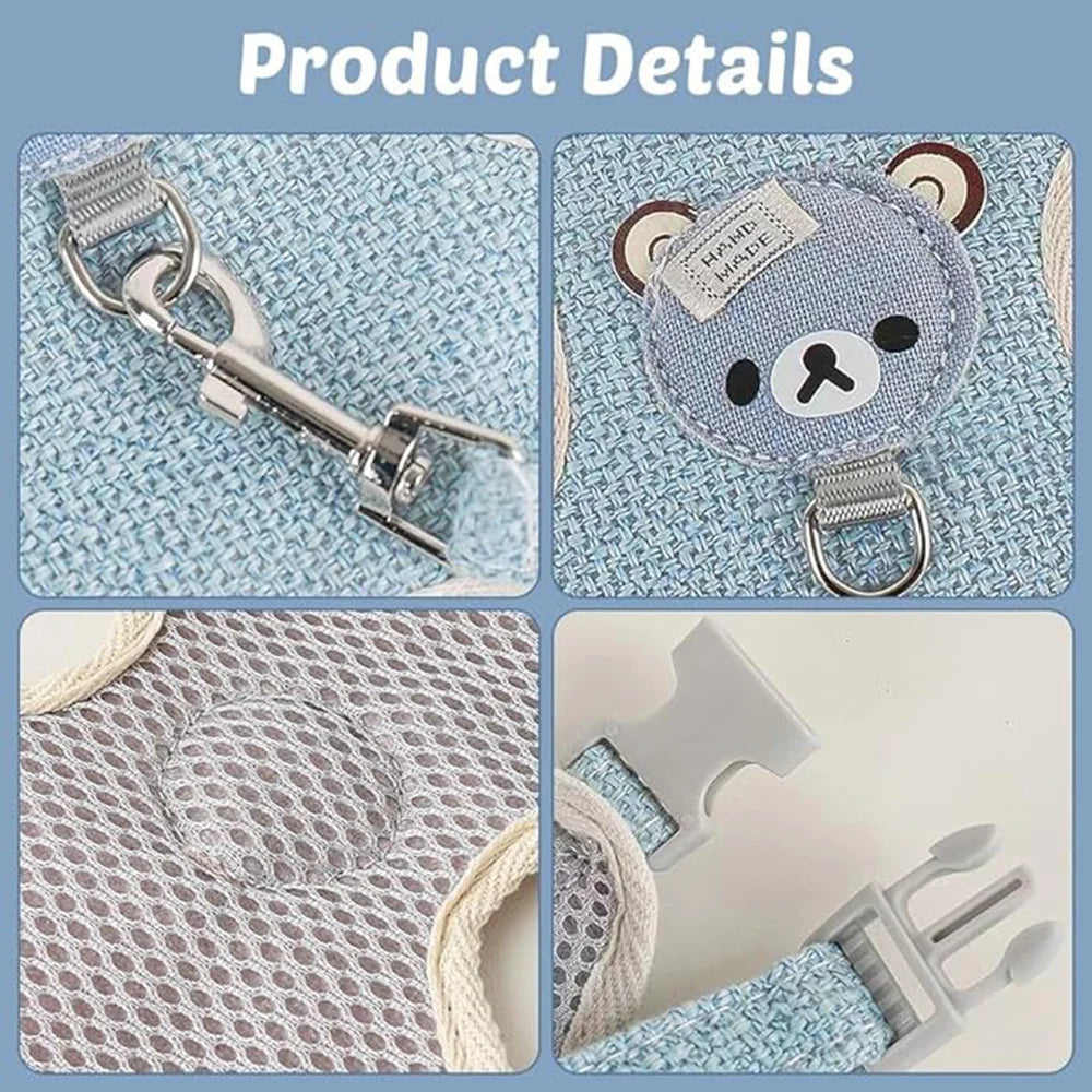 Harnais Gilet + Laisse pour Petit Animal - Lapin Chat Hamster Cochon d'Inde Respirant