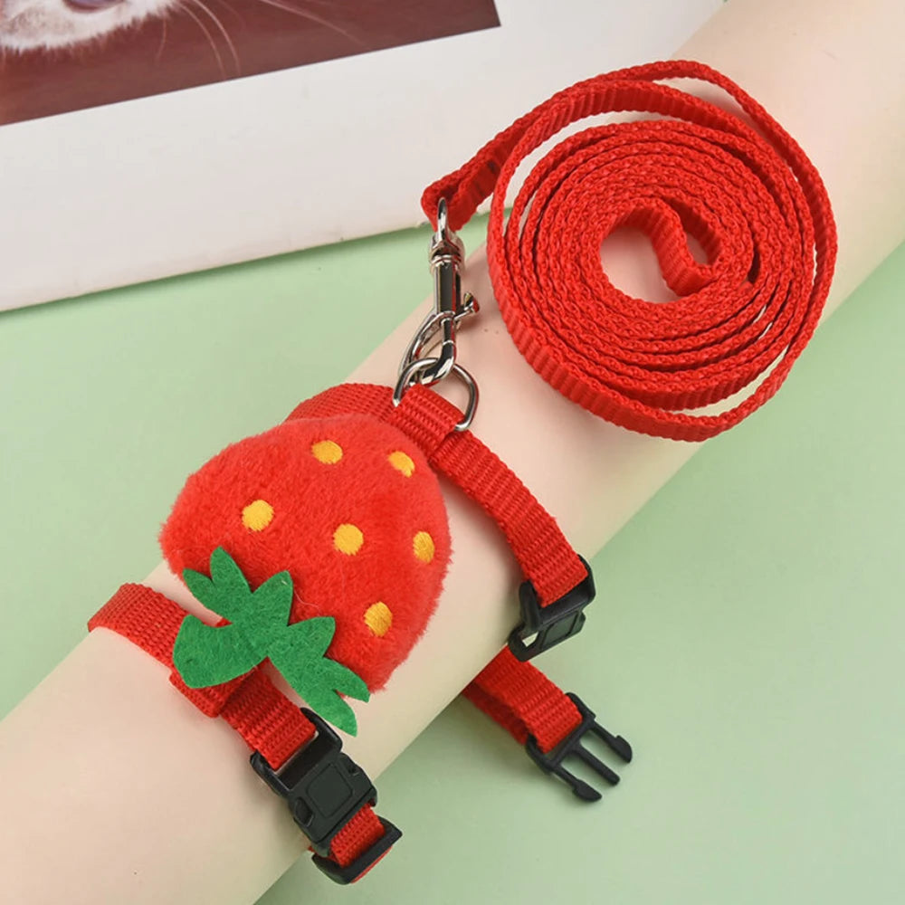 Harnais + Laisse pour Lapin Chat Petit Animal - Motifs Fruits Ajustable 1-2kg