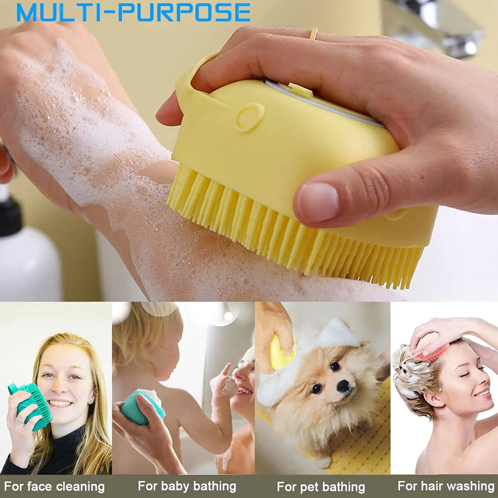 Brosse de Bain pour Chien avec Distributeur de Shampoing