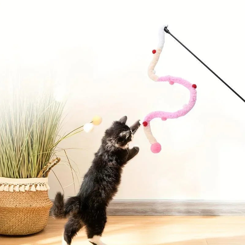 Canne à Pêche Interactive pour Chat - Jouet Plume et Grelot 40cm
