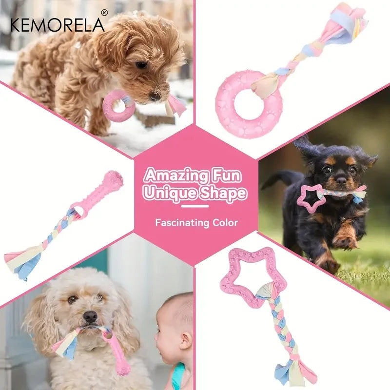 Set 6 Jouets à Mâcher pour Chien - Nettoyage Dents Caoutchouc Souple